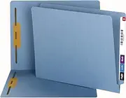 Smead 100% Recycled End Tab Fastener File Folder, 2 Fasteners, Shelf-Master Reinforced Straight-Cut Tab, Letter Size, Blue, 50 per Box (34170)