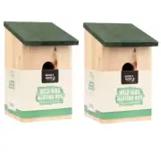 2 x BIRD NESTING NEST BOX WOODEN GARDEN HOUSE SMALL BIRDS BLUE TIT ROBIN SPARROW