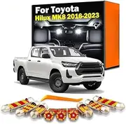 8Pcs Car LED Interior Map Dome Trunk Light Kit, For Toyota Hilux MK8 2016 2017 2018 2019 2020 2021 2022 2023 Number Plate Bulbs