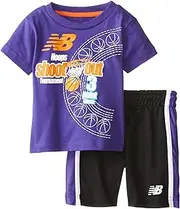 [New Balance] Baby Boys' Cotton Jersey Graphic T Shirt Mesh Sport Short Set
