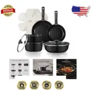 Versatile 15pc Non-Stick Cookware Set—Oven & Dishwasher Safe with Storage Lids