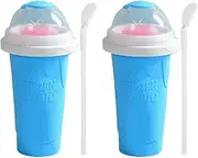 Costcom 2/3PCS Slushie Maker Cup Quick Freeze Magic Milkshake Cup Ice Mug for Milkshakes, Smoothies & Frozen Drinks Ice Cream Maker (2x, Blue)