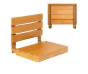 Wool & Ray Wall-Mounted Foldable Shower Bench w/Back Rest Water-Resistant 400 lb
