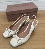 Carvela Poise Sling Back Leather Pumps Bone Ivory Blogger Dupe UK 3 EUR 36