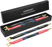 UCINNOVATE BFA Speaker Jumper Cables with Banana Plugs, 4 Pack 20cm/7.8” BFA to Y Plug Banana Bi-Wire Speaker Cable Bridge, 11AWG HiFi Speaker Jumper Cable with Gold Plated Spade for Home Theater