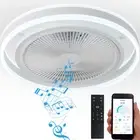 Ceiling Fan with Light Bluetooth Speaker Remote Control 6 Speeds Bladeless