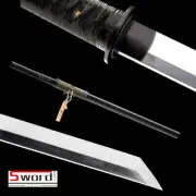 Clay Tempered Japanese Samurai Ninja Sword Silvery Straight Blade Real Hamon