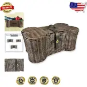 Stylish Pet Storage Basket - Medium Bone Shape Toy Bin, 21x13x8" Brown Wicker
