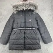 Calvin Klein Jeans Hooded Puffer Jacket Girls Size L (12/14) Black