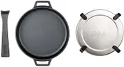 Ooni Cast Iron Skillet Pan - Griddle Cast Iron Pan - Cast Iron Cookware with Removable Handle - Cast Iron Griddle - Pre-Seasoned Oven Safe - Grill, Barbecue, BBQ Accessories