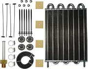 Radiator Reservoir Tank Engine Oil Cooler Universal Aluminum Remote Auto-Rear-Differential Cooling System Car with Condenser4 Row 6 Row 8 Row Radiator Fin Comb Kit(Black (8Row))