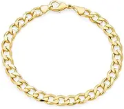 [Bling Jewelry] Unisex Classic Curb Chain Link Bracelet Solid Heavy Silver Gold Plated Stainless Steel Men Teens Women 8, 8.5, 9 Inch 6MM