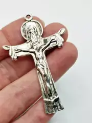 5 pieces - 2" Holy Trinity Crucifix Antique Silver Pendant Cross Rosary