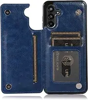[GoshukunTech] Wallet Case for Galaxy A13,for Samsung A04S Case[Double Magnetic Clasp Durable Shockproof Cover] with Card Holders PU Leather Kickstand Card Slots-Blue