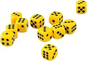 TX GIRL 50pcs 6 Sided Spot Dice Set Yellow Opaque Spot Dice Game Dice Casino Dice D6 RPG D&D Role Playing Dice Games 12mm (Size : 12mm)