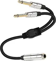 XMSJSIY 6.35mm 1/4 TRS Stereo Female to Dual 6.35mm 1/4 TS Mono Male Y Splitter Cable -50CM/19.68Inch