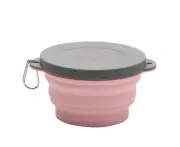 2Pcs Silicone Collapsible Bowl With Lid Folding Travel Bowl For Camping, Hiking, Heat Resistant Expandable Bowl,Pink