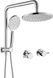 Decaura 9" Rain Shower Head with Twin Tap Set 2 in 1 Shower Rail Wall Mounted 3-Mode Handheld Spray Round Bathroom