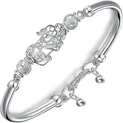 [BABESA] Sterling Silver Bracelet,Chain Bangle,Sterling Silver Bracelet,Silver Plated Bracelet For Women Chinese Style Brave Troops Shaped Charming Silver Bangle Silver Friendship Bracelets For Christmas Birth