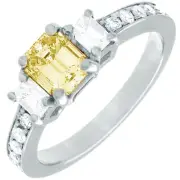 GIA Certified 2.31 CT Diamond Engagement Ring Fancy Yellow Emerald Cut 18k Gold