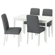 NÄSINGE / BERGMUND table and 4 chairs, white/Gunnared medium grey white, 130/190x80 cm