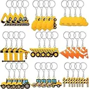 36 Pcs Construction Party Favors Fillers Construction Key Chains Birthday Gift Goodie Bags Stuffers for Kid Engineering Excavator Tractor Keychain Class Prize Party Supplies Baby Shower Return Gift