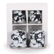 Enamelware - Set of 2 - Salt & Pepper Shakers Black Swirl