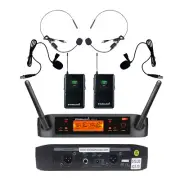 UHF Wireless Microhpone 2CH Bodypack Lavalier Lapel Headset Microphone System
