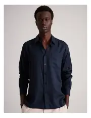 [Blaq] Luca Lyocell Long Sleeve Shirt in Navy