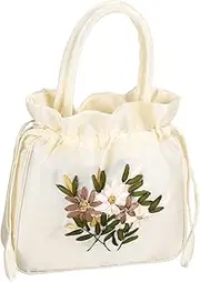 [VERDANVERSE] Evening Purse Handbag Ladies Bucket Bag Trendy Floral Drawstring Handbag Elegant Clutch Drawstring Purse Purse Dress Up Accessory