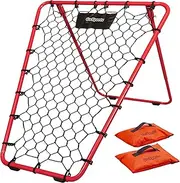 Basketball Rebounder with Adjustable Frame, Rubber Grip Feet and Sandbags - Portable Passback Training Aid