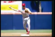 Shortstop Kevin Stocker Philadelphia Phillies throws the ball the - Old Photo