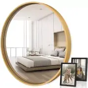 EMI HOME Round Wood Mirror, 30 Inch Diameter Circle Mirror Wood Frame with Two