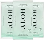 ALŌH Peppermint Eucalyptus + Aloe Sanitizing Hand Wipes - Clean Hands, Clear Mind On The Go Sanitizer for Kids and Adults - Travel Size 3 Pack 20ct Wipes (60 Wipes)
