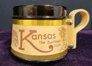 KANSAS - The Sunflower State Smoky Glass & Wood mug - handmade