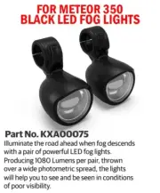 "BLACK LED FOG LIGHTS" FIT FOR ROYAL ENFIELD METEOR 350