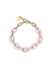 GUESS Women's Gold Rose Crystal Link Bracelet in Pink