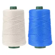 2 Pcs Polyester Macrame Cord, 3mm x 219 Yards Macrame Cords - (Beige/Blue)