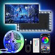 5 m LED TV Backlight, LED Lights for TV with Remote Control, App Control, USB Powered, RGB Colour Changing Light Strip for Home Cinema, for 65-75 Inch TVs and PC