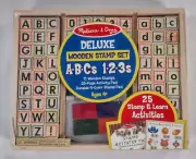 Melissa & Doug Deluxe Letters and Numbers Wooden Stamp Set ABCs 123s, Crafts