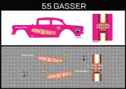 Hot Wheels(1/64),55 Gasser"Undertaker"Waterslide,Printed WhiteFirst,Decals