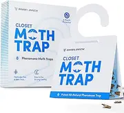 Shieldeck Moth Traps for Clothes with Pheromones (8-Pack) - Clothing Moth Traps for House - Closet Moth Trap & Moth Killer - How to Get Rid of Moths in House - Indoor Cloth Moth Catchers