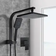 ACA Shower Head Set with Mixer Tap 8" Rain Handheld Heads Square Black WELS