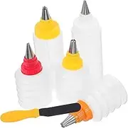 iplusmile 6pcs Icing Bottle Set for Cake and Cookie Decoration Transparent Piping Tool with Multiple Nozzle Options for Baking Supplies Easy to Clean and Reusable