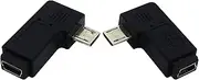 tunghey 2Pack Mini USB to Micro USB Adapter, 90 Degree Left and Right Angle, 2 Count, 3 Amps, Black