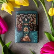 Leather Journal, leather Bound Notebook Diary Book Tree of life -positive vibes