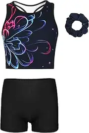 [MODAFANS] Gymnastics Leotards for Girls With Shorts Tumbling Dance Unitards Biketards Activewear