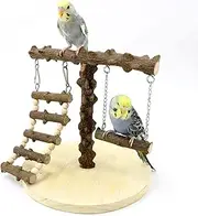 VIEDZMY Bird Toys Parrots Wooden Stand Playground, Bird Perch with Climb Swing Ladders for Parakeets, Lovebirds, and Parrotlets – Small