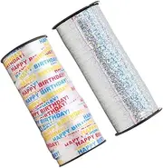 PEPLAYTAL 2 Rolls 100 Yards Shiny Present Wrap Ribbons White Silver Curling Ribbons for Birthday Wedding Decorations for Present Wrapping and Balloon Styling