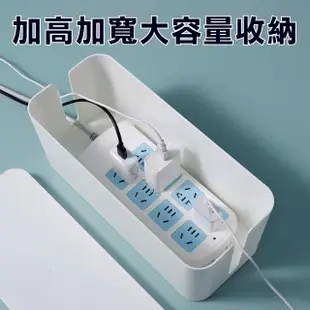 【新錸家居】日式簡約附蓋電源線/延長線收納盒-大號(黑/白 隱藏網路線整理盒 集線盒/理線盒/整線器)